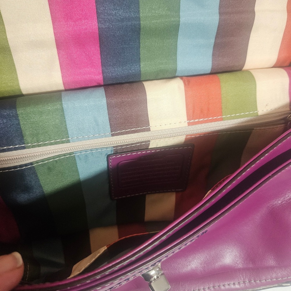 Coach Purple Legacy Colorblock City Willis Crossbody/Top Handle Bag - Picture 5 of 7